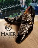 Sapato social masculino (Maier) em couro Preto prata esmaltado. Nº41
